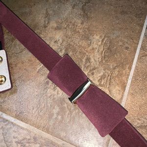 WHBM Skinny Plum Gold Accent Suede Bow